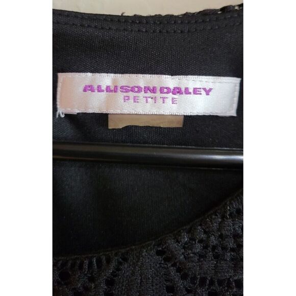 Allison Daley womens sheath dress petite black lacy lined 10/12 - Picture 2 of 6